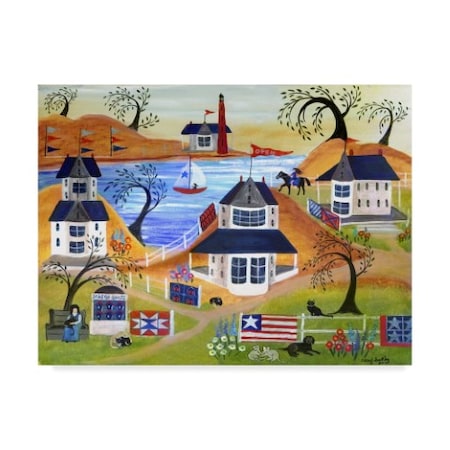 Cheryl Bartley 'Americana Seaside Quilts Under Willow Trees' Canvas Art,14x19